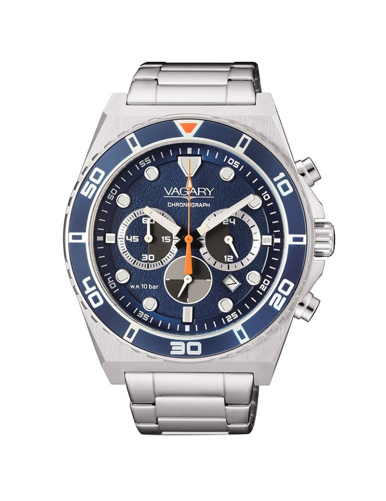 Orologio Vagary - Aqua39 - Cronografo - Silver - 43mm - Blu-IV4-713-71