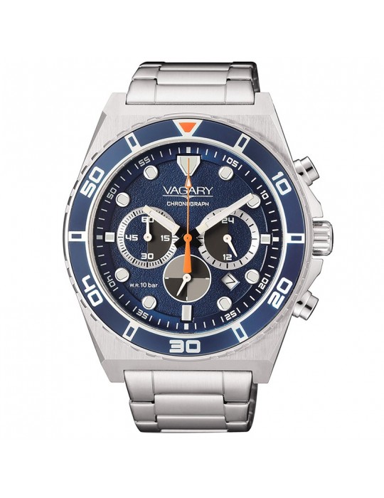 Vagary Watch - Aqua39 - Chronograph - Silver - 43mm - Blue-IV4-713-71 Vagary Watch - Aqua39 - Chronograph - Silver - 43mm - Blue-IV4-713-71