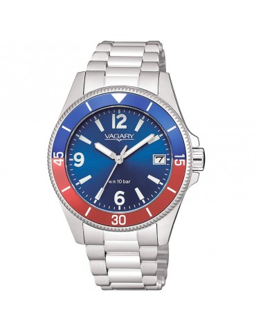 Vagary Watch Aqua39 Time and Date Silver 37mm-Blue-VD5-210-73