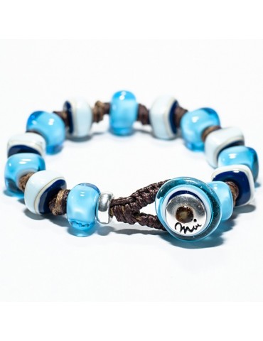 Bracciale Moi - Beach - Perle in Vetro-Murano-Bianche ed Azzurre-BEACH