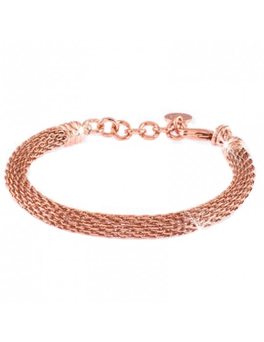 Unoaerre Woman's Bracelet - in Rose Bronze Mesh Knit Chain 18 cm - 0