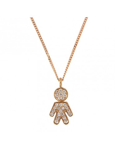 Collana Crivelli - Oro Rosa - Bimbo - Diamanti Bianchi 0,12 ct