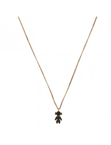 Collana Crivelli - Oro Rosa 18 carati - Ciondolo Bimba - Diamanti Neri 0,18 ct 2