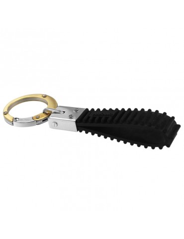 Arkano Keyring - with Circle in Yellow Gold and 18K White Gold and Rubber Loop - 0 2