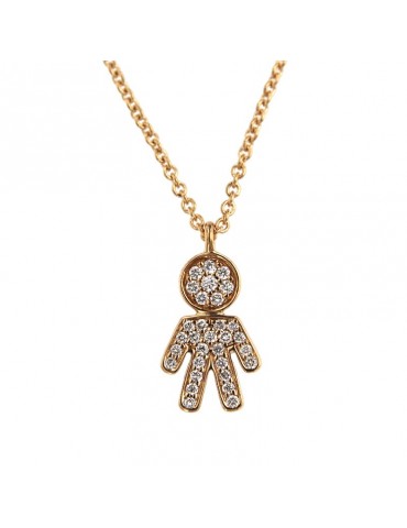 Crivelli Necklace - in 18K Rose Gold with Child Pendant and White Diamonds 0.17 ct - 0