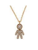 Crivelli Necklace - in 18K Rose Gold with Child Pendant and White Diamonds 0.17 ct - 0