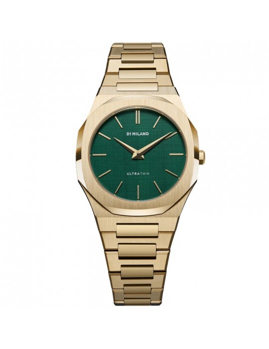 D1 Milano Ladies Watch - Ultra Thin Emerald 34mm Gold Green - 0