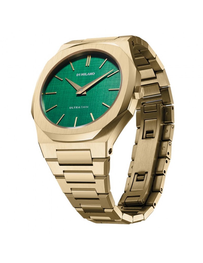 D1 Milano Ladies Watch - Ultra Thin Emerald 34mm Gold Green - 0