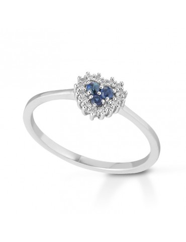 Anello Lelune Diamonds - Cuore - Oro - Diamanti - Zaffiri 0,10 carati - LDRNZB006010
