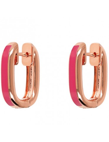 Bronzallure Earrings - Enamel-Circle-Fuchsia Enamel-WSBZ02122.FUCHSIA