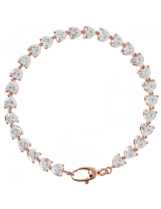 Bronzallure Bracelet - Altissima - Hearts - White Zircons-WSBZ02023.W