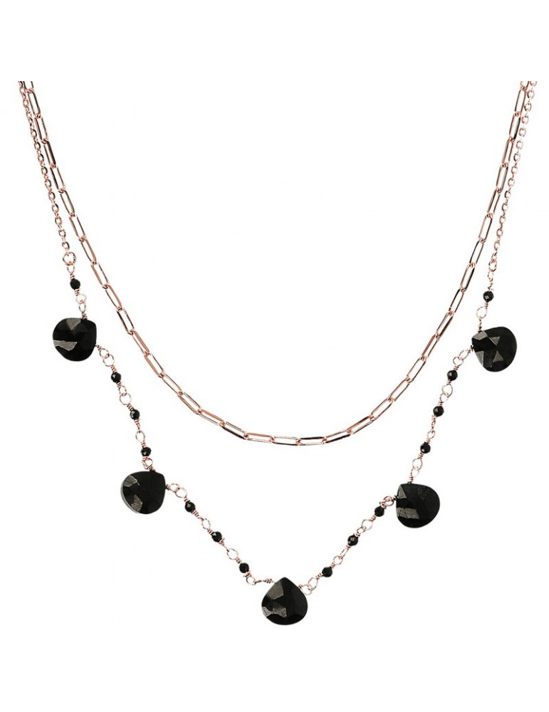 Bronzallure Necklace - Variegated - Multistrand-Black Spinels-WSBZ02121.BS