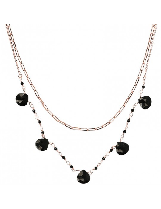 Bronzallure Necklace - Variegated - Multistrand-Black Spinels-WSBZ02121.BS