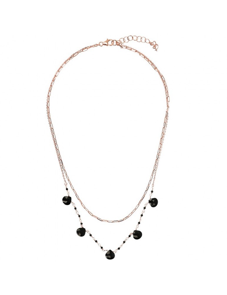 Bronzallure Necklace - Variegated - Multistrand-Black Spinels-WSBZ02121.BS