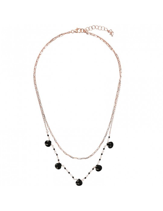 Bronzallure Necklace - Variegated - Multistrand-Black Spinels-WSBZ02121.BS