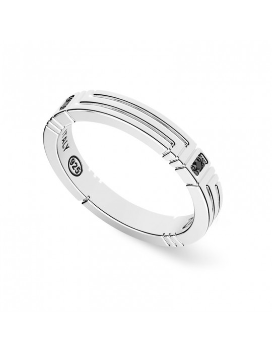 Zancan Ring - Insignia 925 - Silver 925% - Black Spinels -EXA154-21