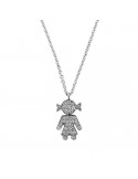 Crivelli Necklace - in 18K White Gold with Girl Pendant and White Diamonds 0.21 ct - 0