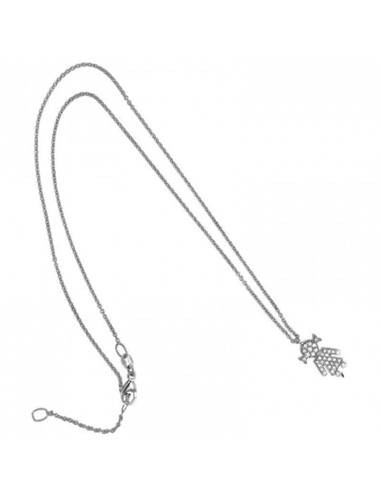 Crivelli Necklace - in 18K White Gold with Girl Pendant and White Diamonds 0.21 ct - 0