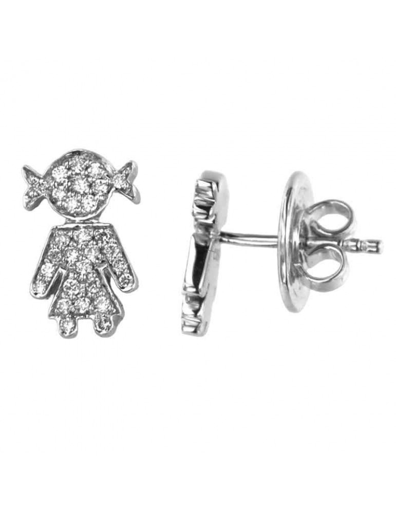 Orecchini Crivelli - Oro Bianco - Bimba - Pavè Diamanti Bianchi 0,22 ct