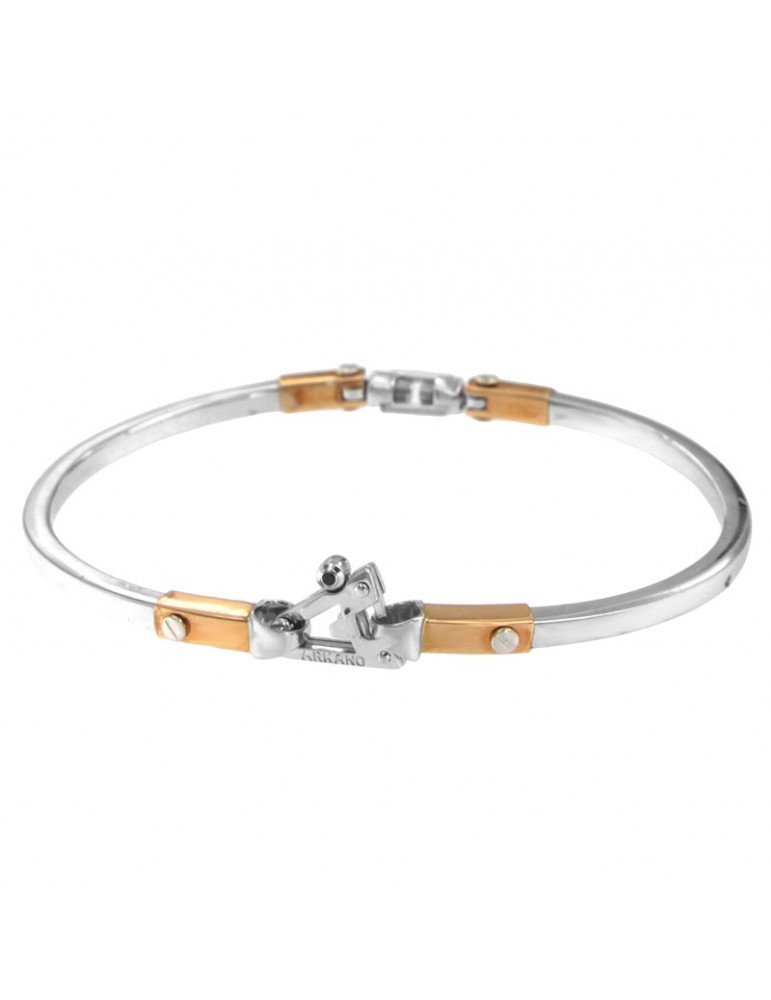 Arkano Bracelet - Rigid Handcuff in White Gold and 18K Rose Gold - 0