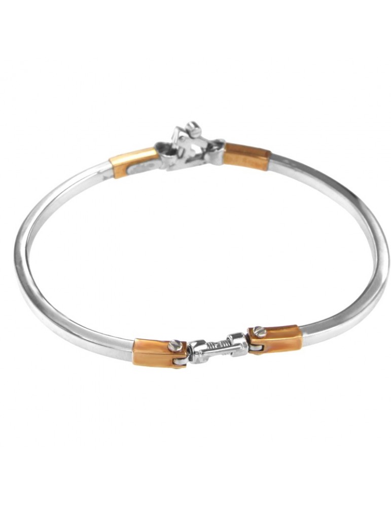 Arkano Bracelet - Rigid Handcuff in White Gold and 18K Rose Gold - 0