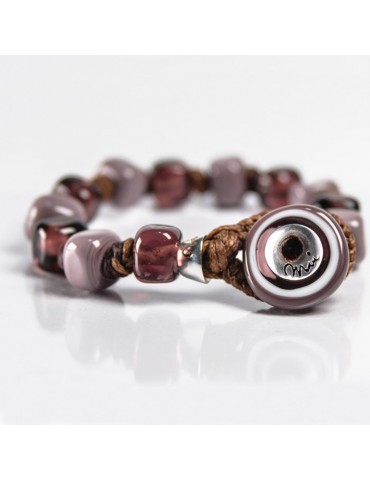 Bracciale Moi - Bacco - Perle - Vetro Rosso Amaranto - Grigio - BACCO