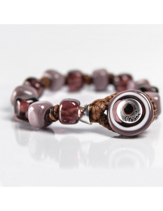 Bracciale Moi - Bacco - Perle - Vetro Rosso Amaranto - Grigio - BACCO