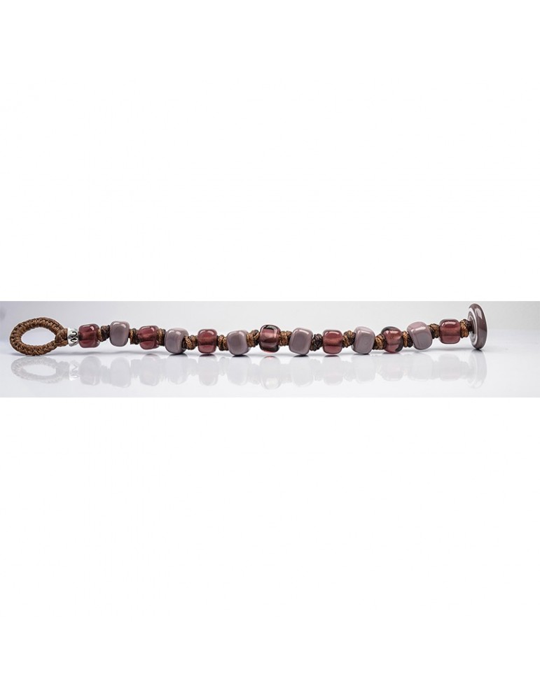 Bracciale Moi - Bacco - Perle - Vetro Rosso Amaranto - Grigio - BACCO