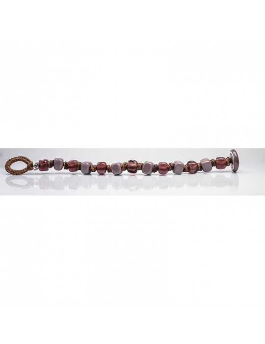 Bracciale Moi - Bacco - Perle - Vetro Rosso Amaranto - Grigio - BACCO