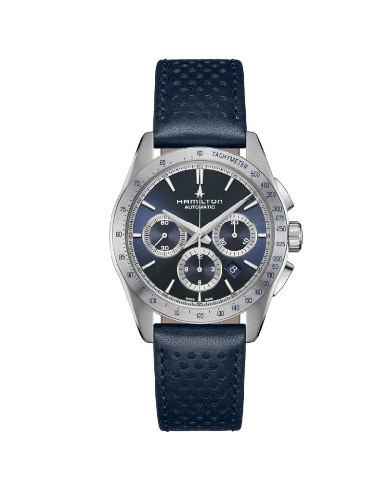 Hamilton Men's Watch - Jazzmaster Performer Automatic Chronograph 42mm Blue with Leather Strap - 0
