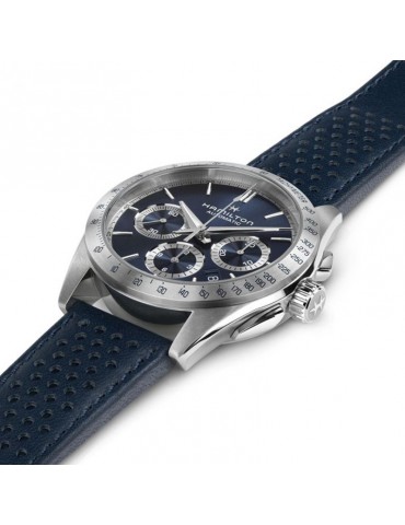 Hamilton Men's Watch - Jazzmaster Performer Automatic Chronograph 42mm Blue with Leather Strap - 0 2