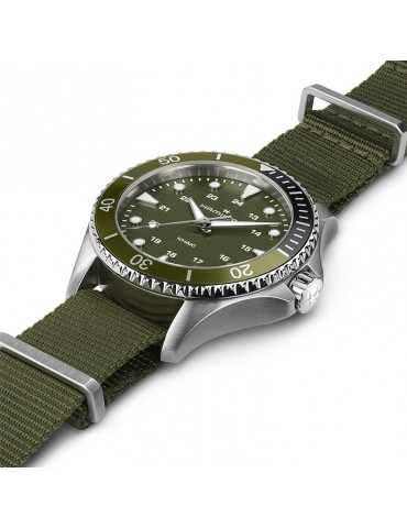 Hamilton Men's Watch - Khaki Navy Scuba Quartz 37mm Green with Nato Strap - 0 2
