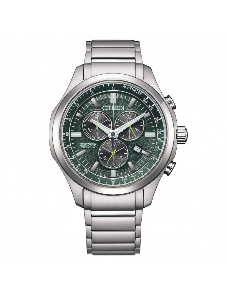 Citizen Men's Watch - Super Titanium Chronograph Eco-Drive 43mm Green Black - 0