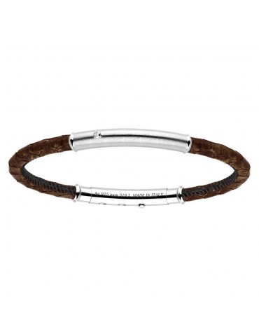 Bracciale Zancan Uomo - Jungle - Pelle - Marrone - Argento - EXB683MA
