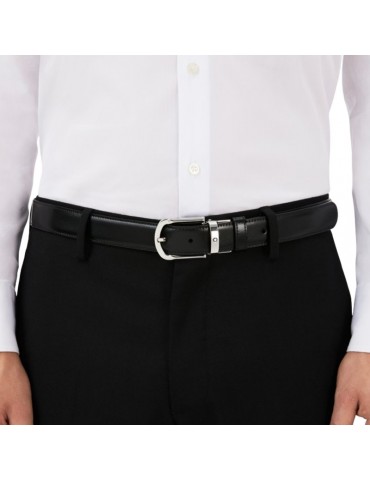 Montblanc Belt for Men - Reversible in Black-Brown Leather with Horseshoe Buckle - 0 2