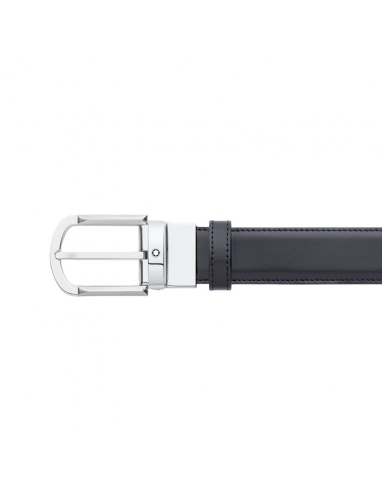 Montblanc Belt for Men - Reversible in Black-Brown Leather with Horseshoe Buckle - 0