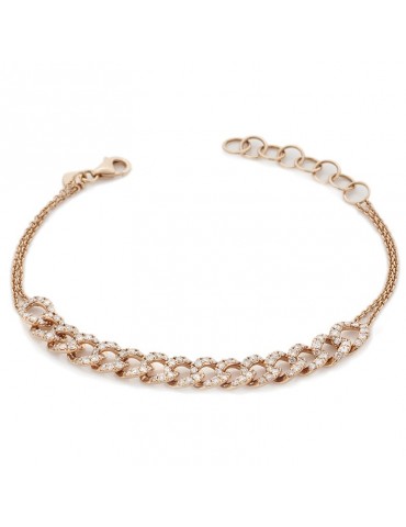 Buonocore Bracelet - Groumette in 18K Rose Gold with 0.80ct Natural Diamonds - 0