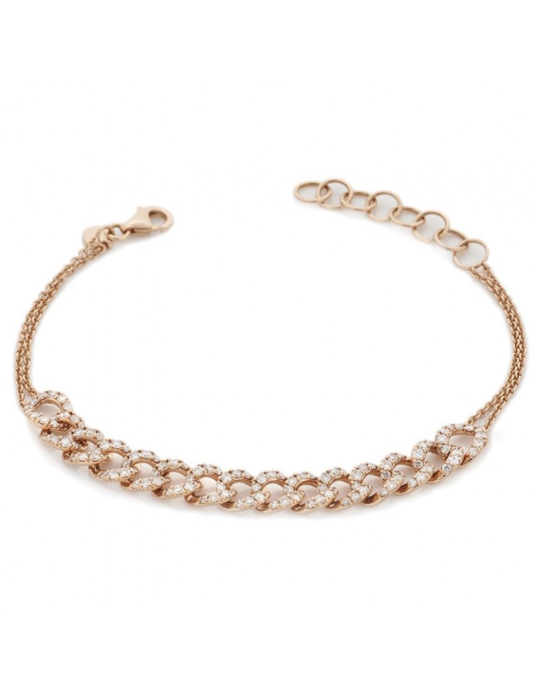 Buonocore Bracelet - Groumette in 18K Rose Gold with 0.80ct Natural Diamonds - 0