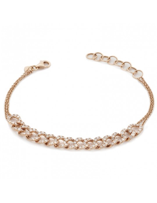 Buonocore Bracelet - Groumette in 18K Rose Gold with 0.80ct Natural Diamonds - 0