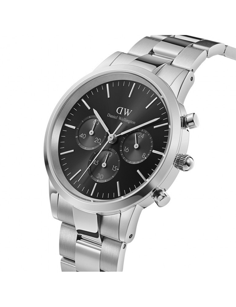 Orologio Daniel Wellington-Iconic-Chronograph-Silver-42mm-Nero-DW00100645