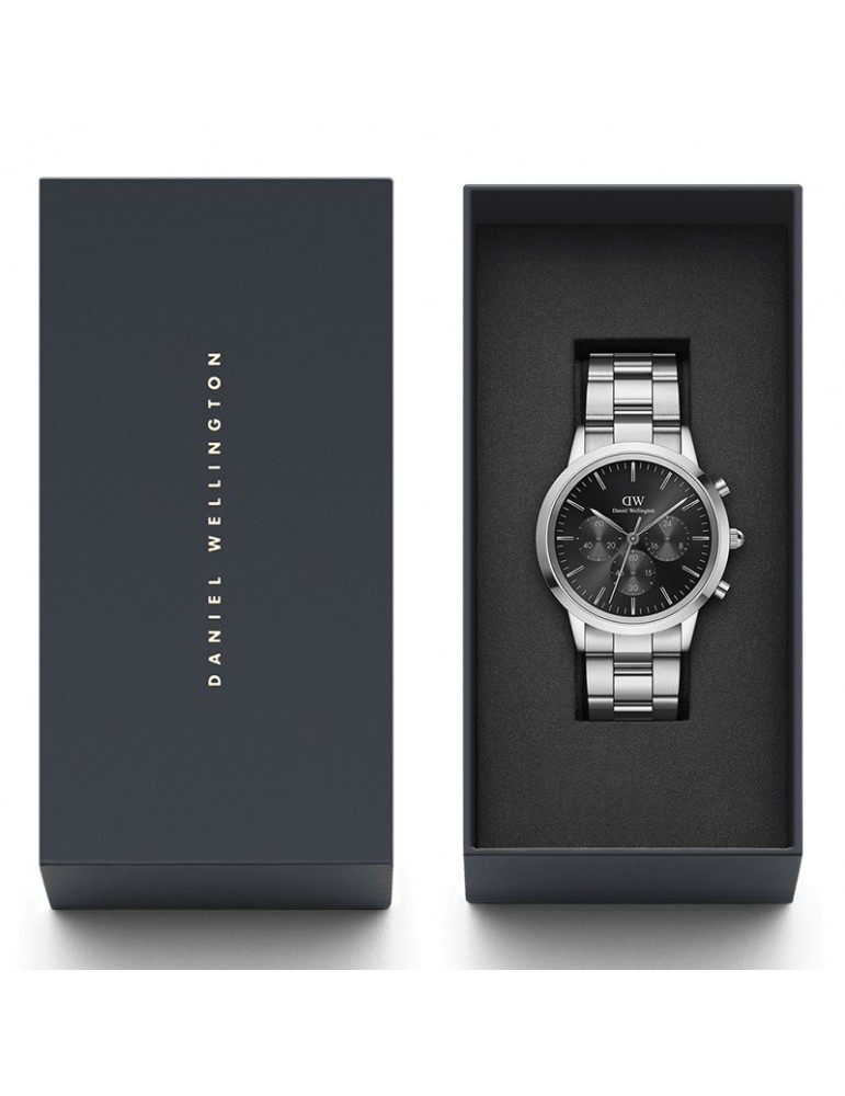 Orologio Daniel Wellington-Iconic-Chronograph-Silver-42mm-Nero-DW00100645