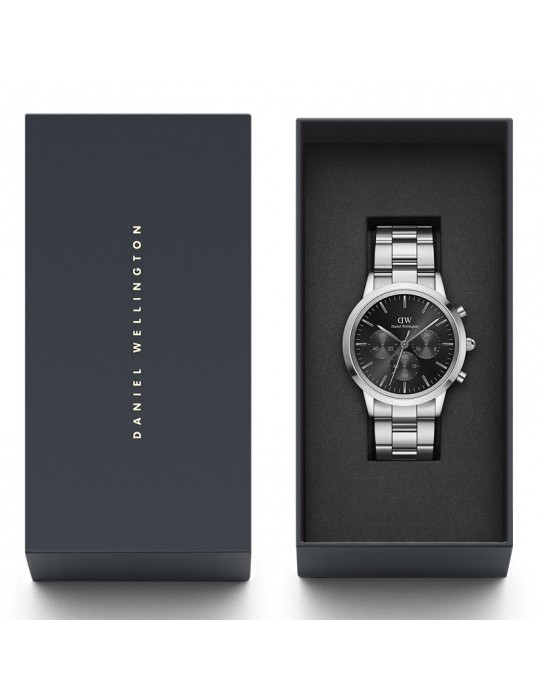 Orologio Daniel Wellington-Iconic-Chronograph-Silver-42mm-Nero-DW00100645