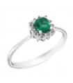 Picca Woman's Ring - in 18K White Gold with Natural Diamonds and 0.42ct Emerald - 0