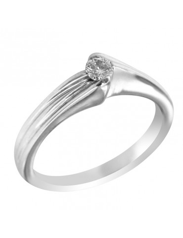 Salvini Woman's Ring - Solitaire in 18K White Gold with Natural Diamond 0.17 ct - 0