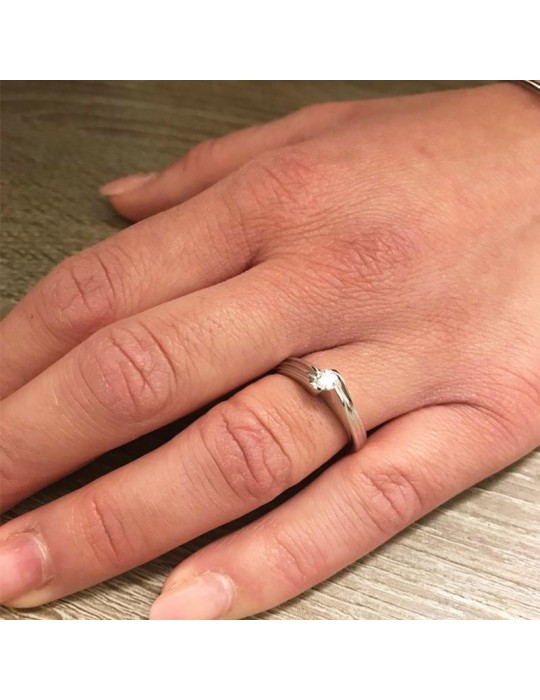 Salvini Woman's Ring - Solitaire in 18K White Gold with Natural Diamond 0.17 ct - 0