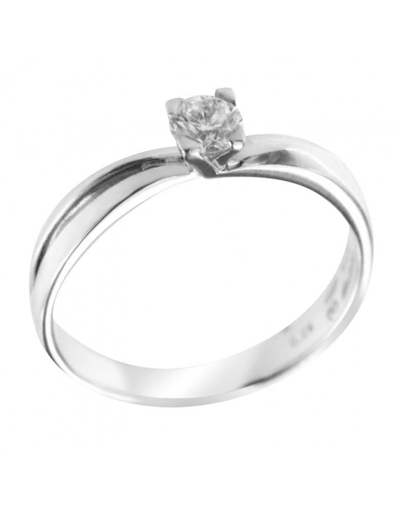 Salvini Woman's Ring - Solitaire in 18K White Gold with Natural Diamond 0.26 ct - 0