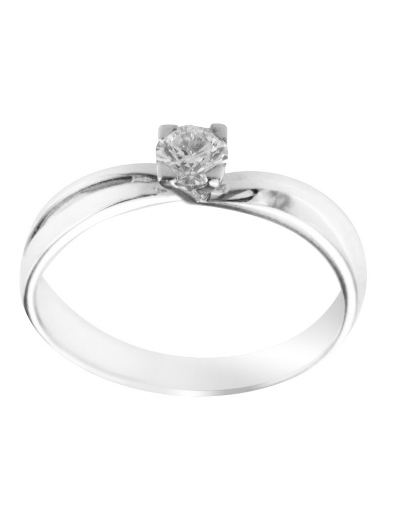 Salvini Woman's Ring - Solitaire in 18K White Gold with Natural Diamond 0.26 ct - 0
