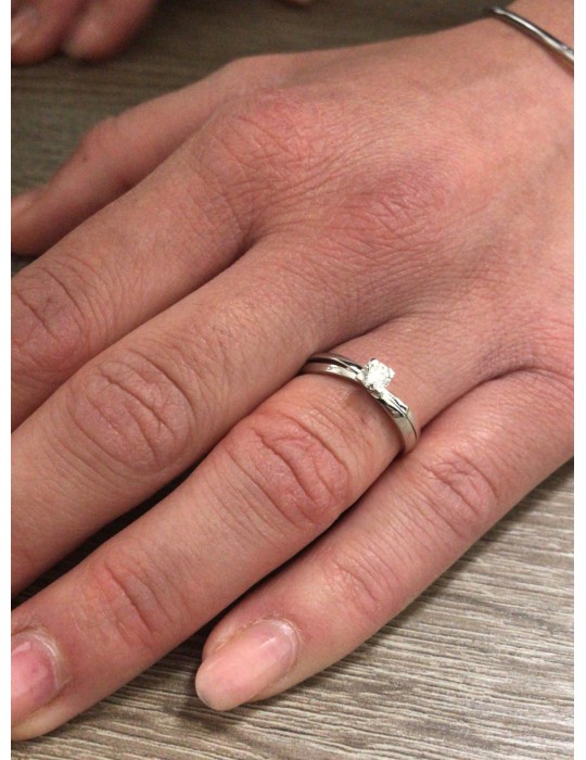 Salvini Woman's Ring - Solitaire in 18K White Gold with Natural Diamond 0.26 ct - 0