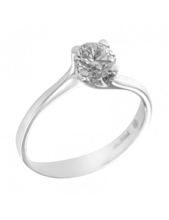 Salvini Woman's Ring - Solitaire in 18K White Gold with Natural Diamond 0.75 ct - 0