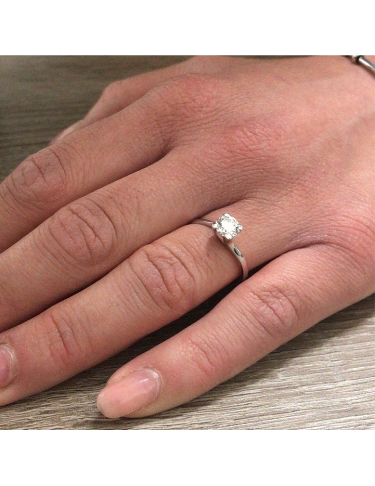 Salvini Woman's Ring - Solitaire in 18K White Gold with Natural Diamond 0.75 ct - 0